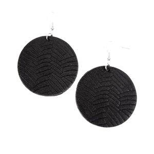 Black earrings with matching bracelet